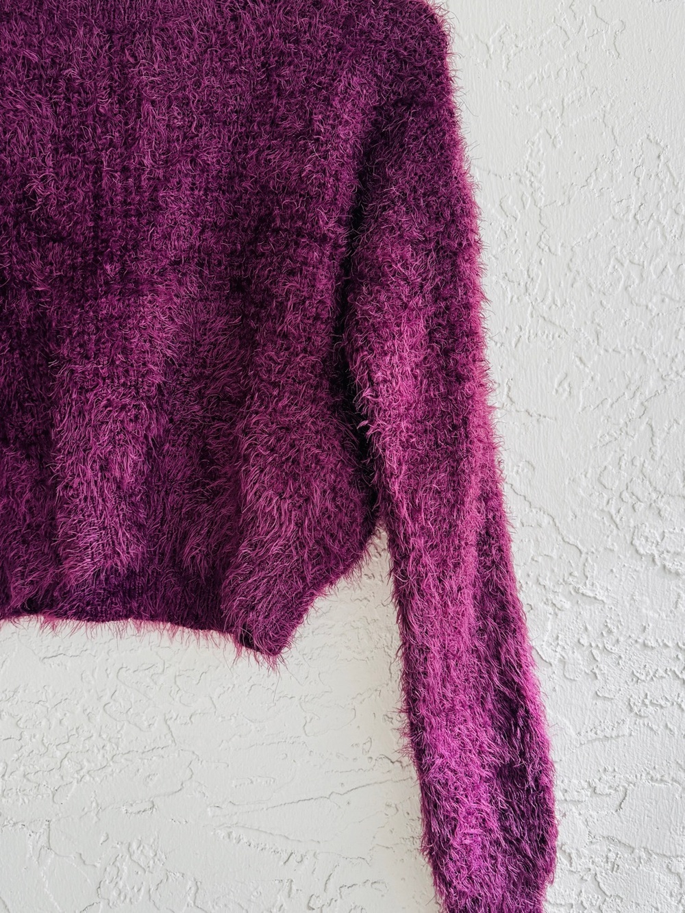 Charlotte Russe Fuzzy Crewneck Sweater in Plum